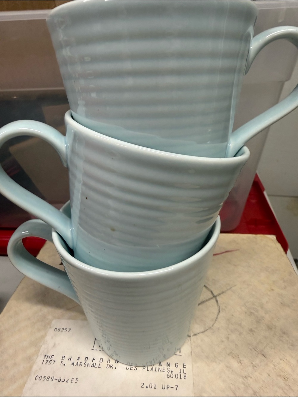 Royal Doulton Pale Blue Ribbed Ceramic Mugs - Set of 3